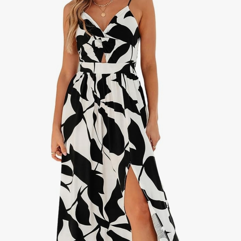 Elegant Black and White Maxi Dress